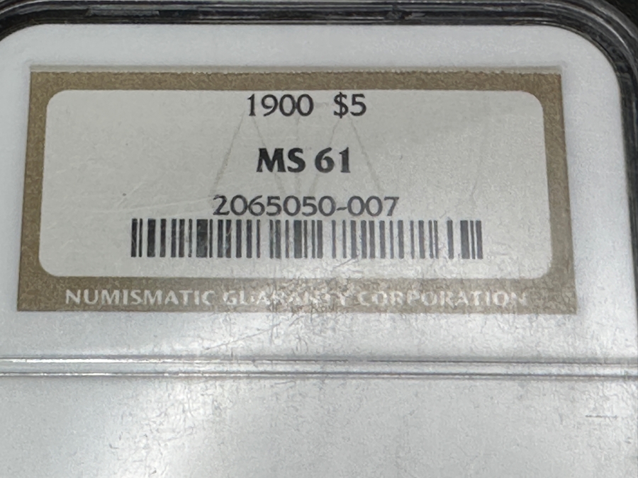 Antique 1900 $5 Liberty Gold Half Eagle Coin NGC Graded MS 61 [Photo 3]