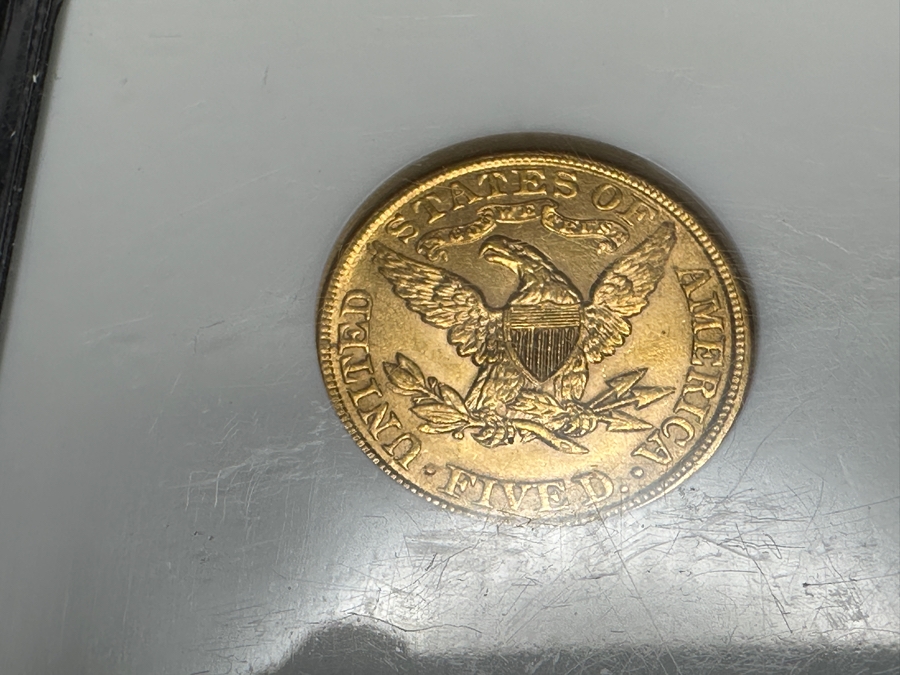 Antique 1900 $5 Liberty Gold Half Eagle Coin NGC Graded MS 61 [Photo 7]
