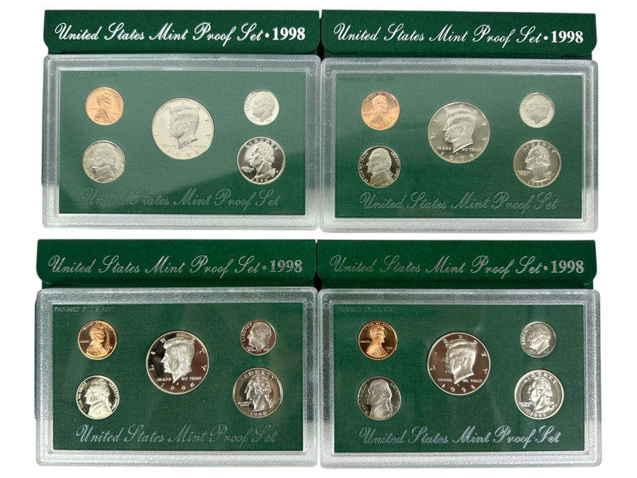 (4) United States Mint Proof Coin Sets From 1998 S Mint