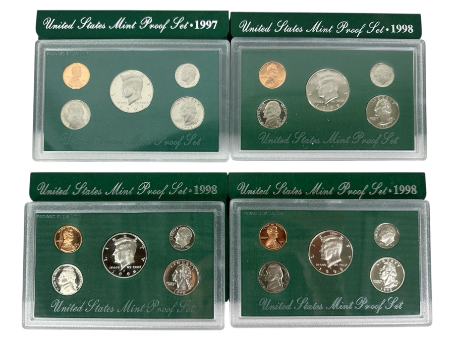 (4) United States Mint Proof Coin Sets From (3) 1998 S Mint And (1) 1997 S Mint