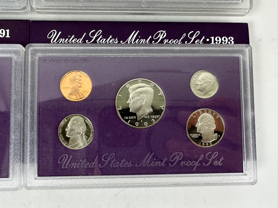 (4) United States Mint Proof Coin Sets From (2) 1990 S Mint,  (1) 1991 S Mint And (1) 1993 S Mint [Photo 6]
