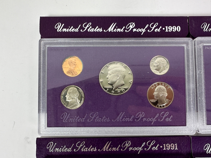 (4) United States Mint Proof Coin Sets From (2) 1990 S Mint,  (1) 1991 S Mint And (1) 1993 S Mint [Photo 2]
