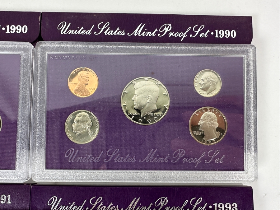 (4) United States Mint Proof Coin Sets From (2) 1990 S Mint,  (1) 1991 S Mint And (1) 1993 S Mint [Photo 4]