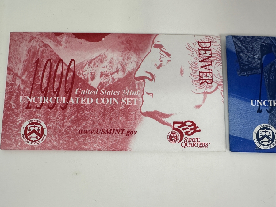 1999 United States Mint Uncirculated Coin Sets From Denver Mint And Philadelphia Mint And 2000 United States Mint Uncirculated Coin Sets From Denver Mint And Philadelphia Mint  [Photo 2]