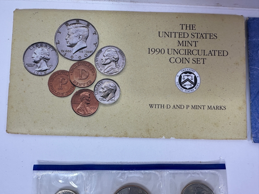 1990, 1991, 1992 & 1993 United States Mint Uncirculated Coin Sets With D And P Mint Marks [Photo 2]