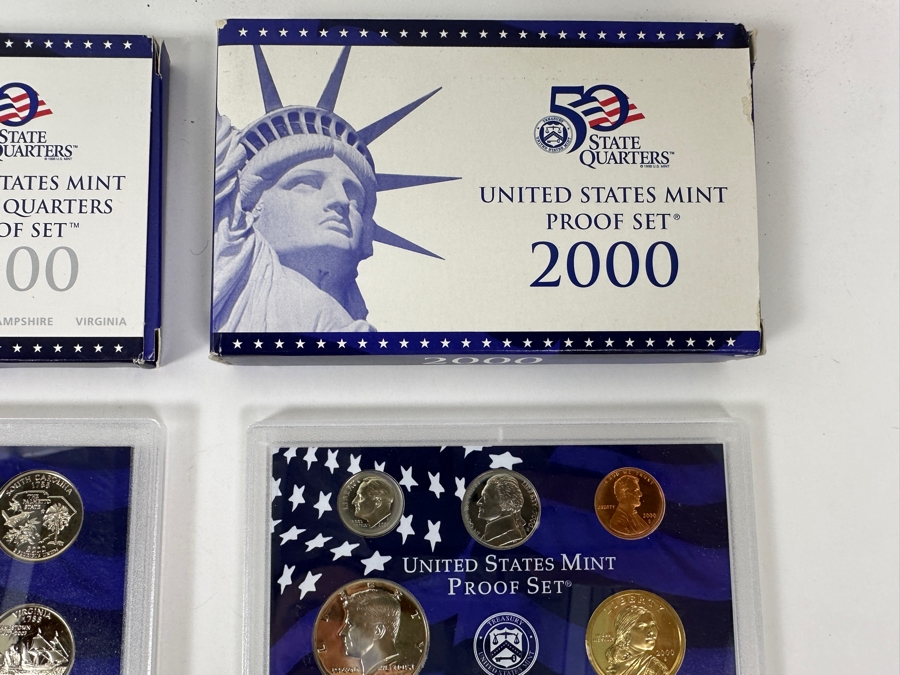 (2) 1998 United States Mint Uncirculated Coin Sets With D And P Mint Marks, (1) 1999 & 2000 United States Mint Proof Sets And 1999 & 2000 United States Mint 50 State Quarters Proof Sets [Photo 6]