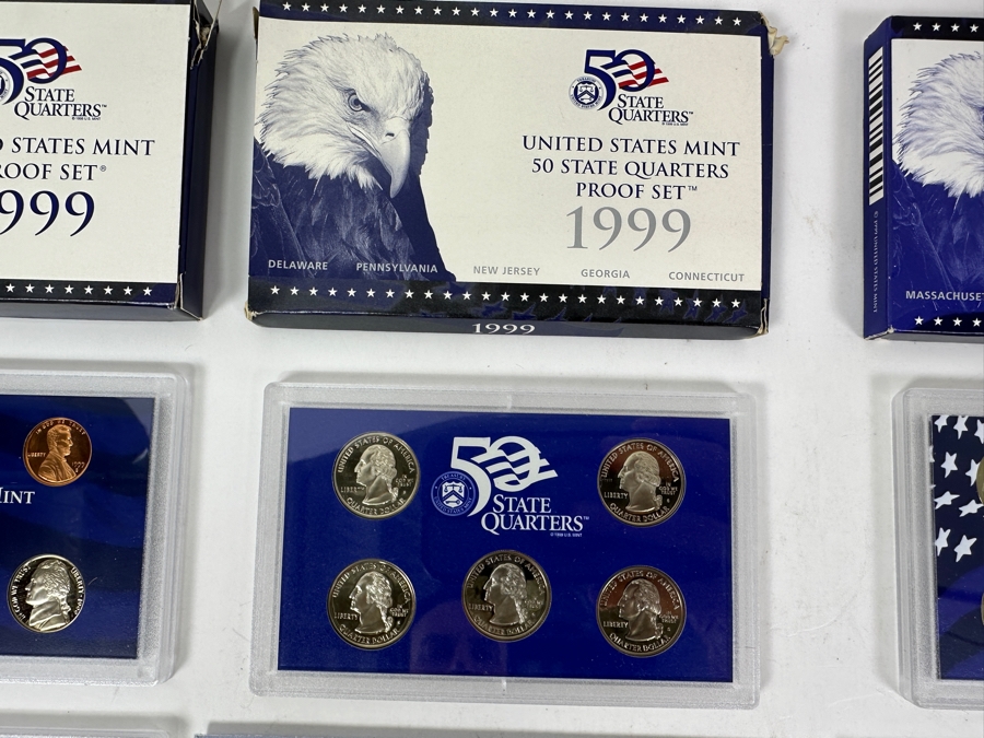 (2) 1998 United States Mint Uncirculated Coin Sets With D And P Mint Marks, (1) 1999 & 2000 United States Mint Proof Sets And 1999 & 2000 United States Mint 50 State Quarters Proof Sets [Photo 4]