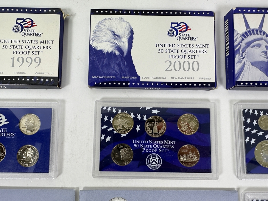 (2) 1998 United States Mint Uncirculated Coin Sets With D And P Mint Marks, (1) 1999 & 2000 United States Mint Proof Sets And 1999 & 2000 United States Mint 50 State Quarters Proof Sets [Photo 5]