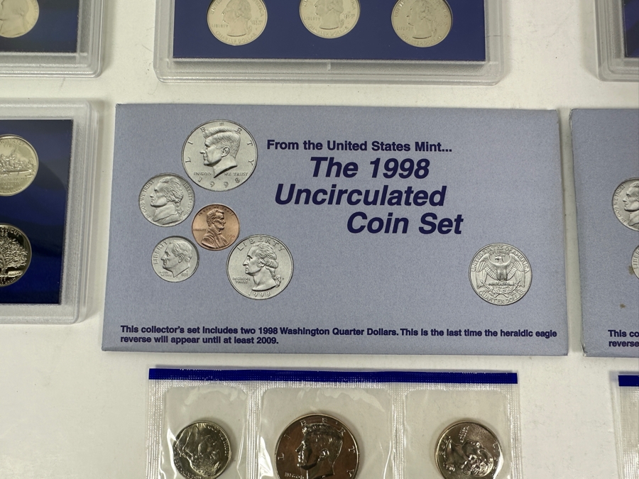 (2) 1998 United States Mint Uncirculated Coin Sets With D And P Mint Marks, (1) 1999 & 2000 United States Mint Proof Sets And 1999 & 2000 United States Mint 50 State Quarters Proof Sets [Photo 8]