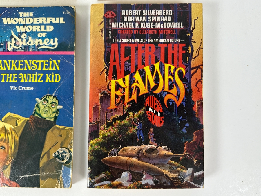 (6) Paperback Books: Planet Of The Apes, Signed The Girl Who Lived On The Ferris Wheel Signed By Louise Moeri, Ray Bradbury, Disney Frankenstein And The Whiz Kid And After The Flames Sci-Fi Book [Photo 11]