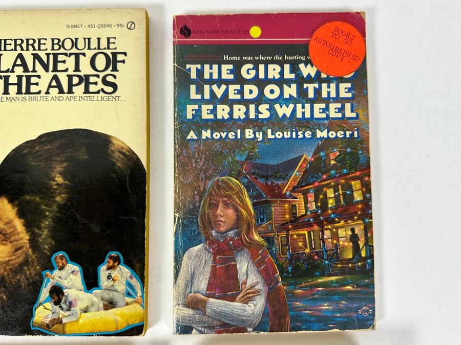 (6) Paperback Books: Planet Of The Apes, Signed The Girl Who Lived On The Ferris Wheel Signed By Louise Moeri, Ray Bradbury, Disney Frankenstein And The Whiz Kid And After The Flames Sci-Fi Book [Photo 4]