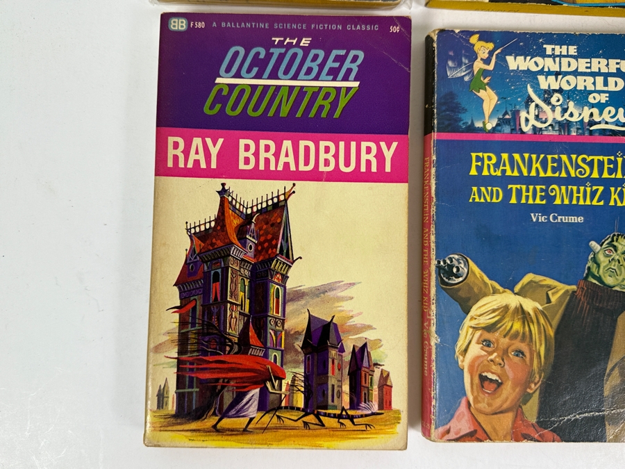 (6) Paperback Books: Planet Of The Apes, Signed The Girl Who Lived On The Ferris Wheel Signed By Louise Moeri, Ray Bradbury, Disney Frankenstein And The Whiz Kid And After The Flames Sci-Fi Book [Photo 9]