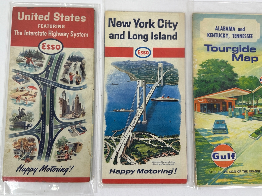 (4) Vintage Gasoline Sponsored Road Maps From The United States, New York City And Long Island, Alabama, Kentucky And Tennessee And Illinois And Indiana [Photo 3]