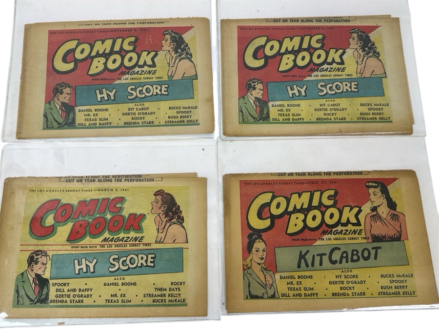 (4) Vintage 1941 Comic Book Magazines From The Los Angeles Sunday Times