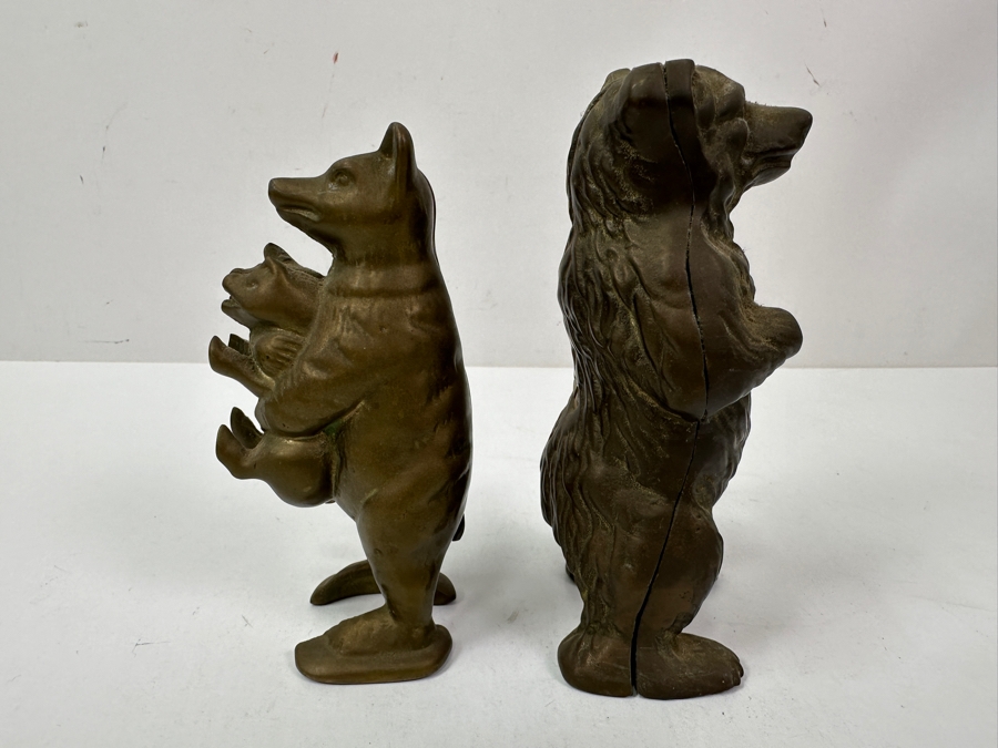 (2) Vintage Brass Bear Banks 5H And 5.5H [Photo 5]