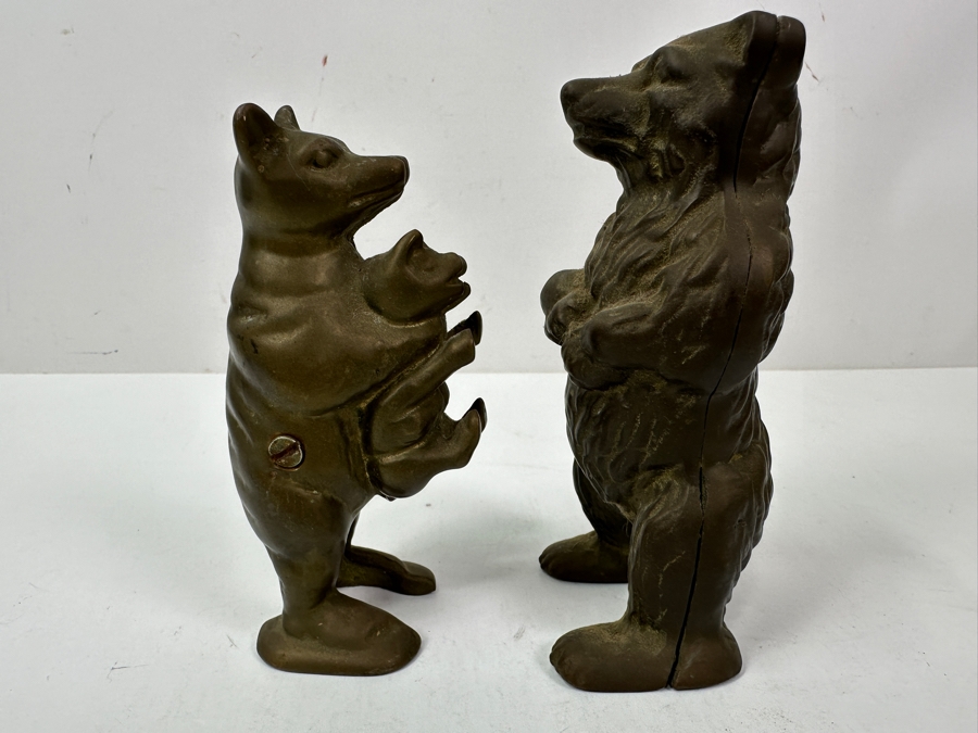 (2) Vintage Brass Bear Banks 5H And 5.5H [Photo 2]