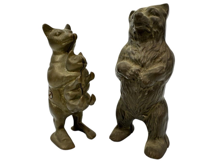 (2) Vintage Brass Bear Banks 5H And 5.5H