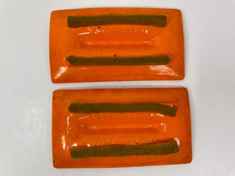 Pair Of Royal Haeger Mid-Century Modern Ashtrays 4.5 X 8 - See Photos For Minor Chips [Photo 5]