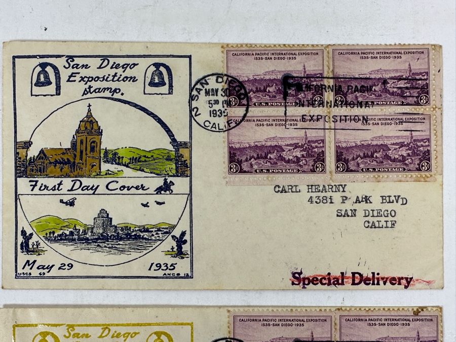 Pair Of Vintage 1935 California Pacific International Exposition In San Diego’s Balboa Park First Day Stamp Covers [Photo 2]