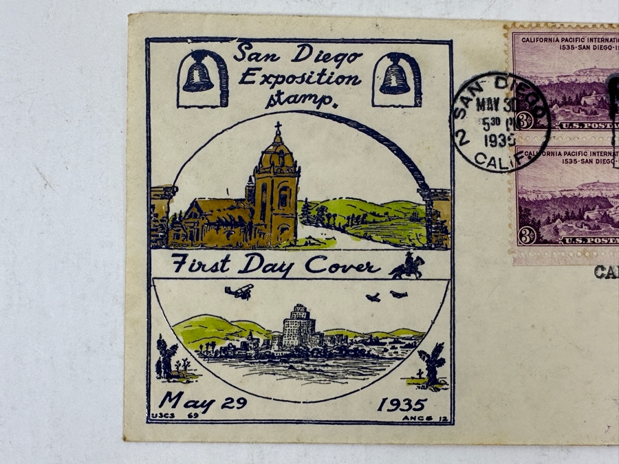 Pair Of Vintage 1935 California Pacific International Exposition In San Diego’s Balboa Park First Day Stamp Covers [Photo 3]