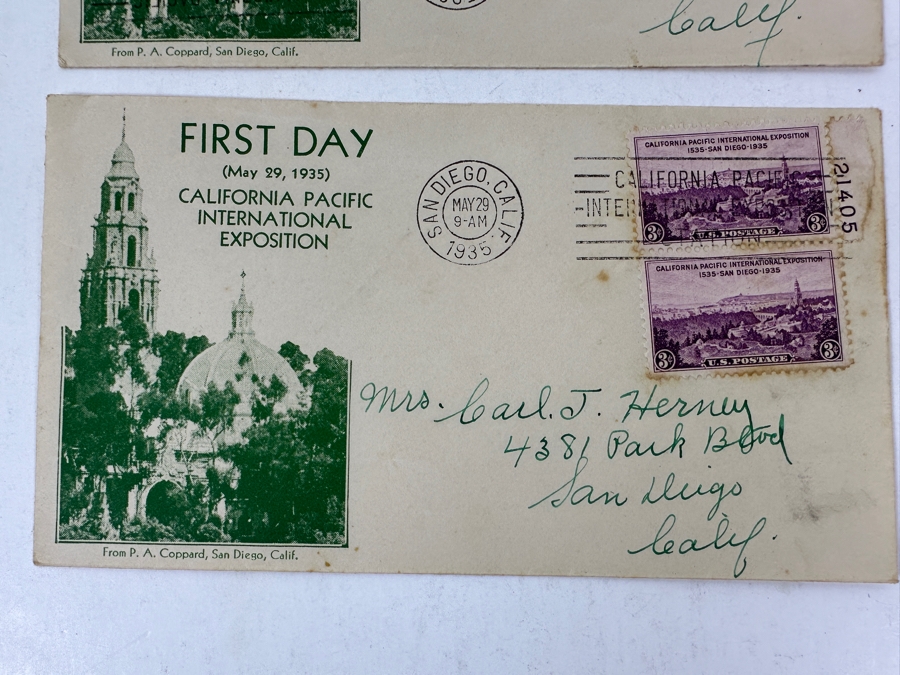 (4) Vintage 1935 California Pacific International Exposition In San Diego’s Balboa Park First Day Stamp Covers [Photo 6]