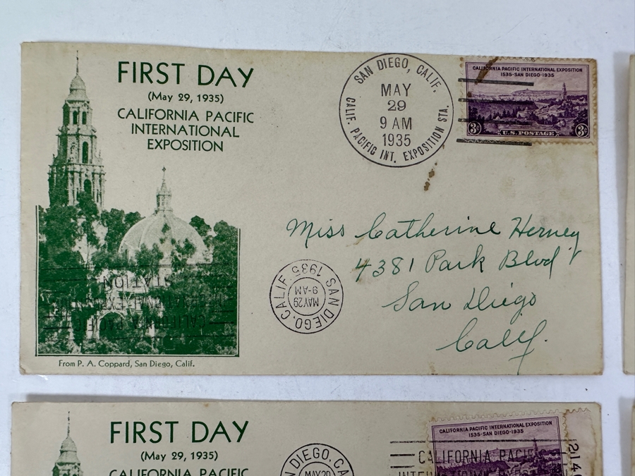 (4) Vintage 1935 California Pacific International Exposition In San Diego’s Balboa Park First Day Stamp Covers [Photo 2]