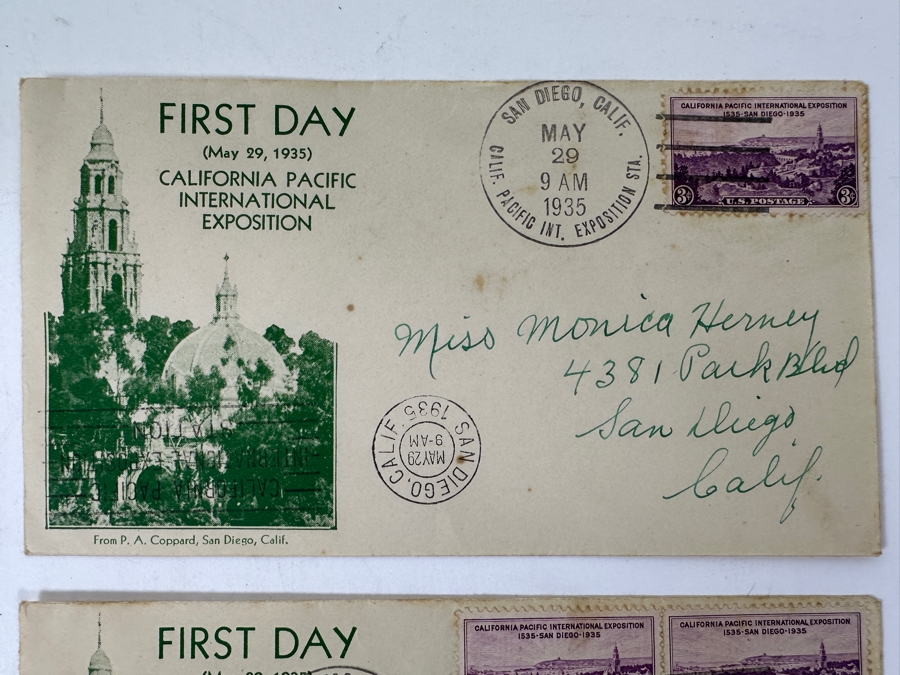 (4) Vintage 1935 California Pacific International Exposition In San Diego’s Balboa Park First Day Stamp Covers [Photo 4]