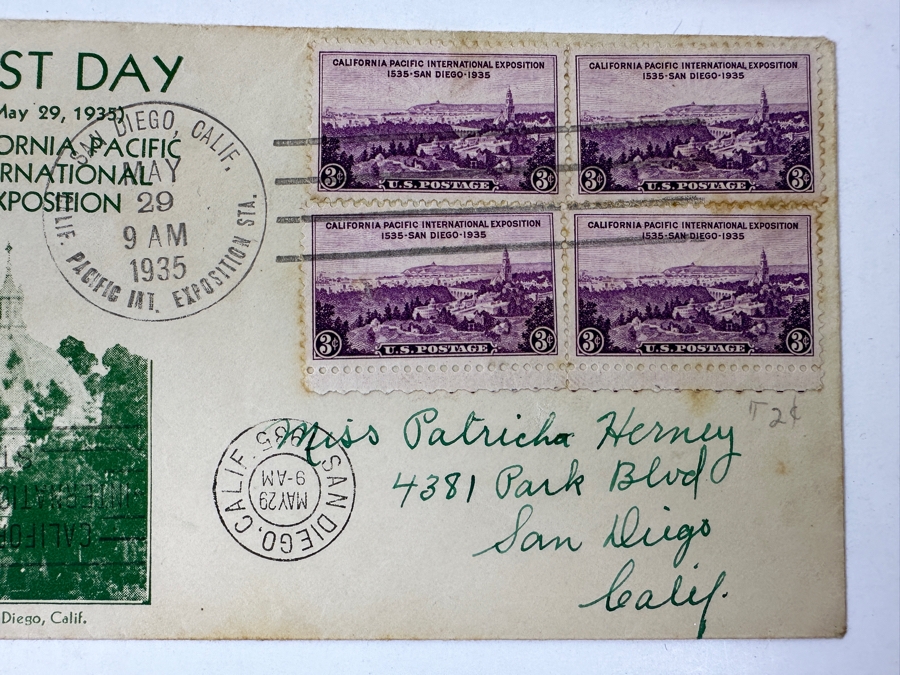 (4) Vintage 1935 California Pacific International Exposition In San Diego’s Balboa Park First Day Stamp Covers [Photo 9]