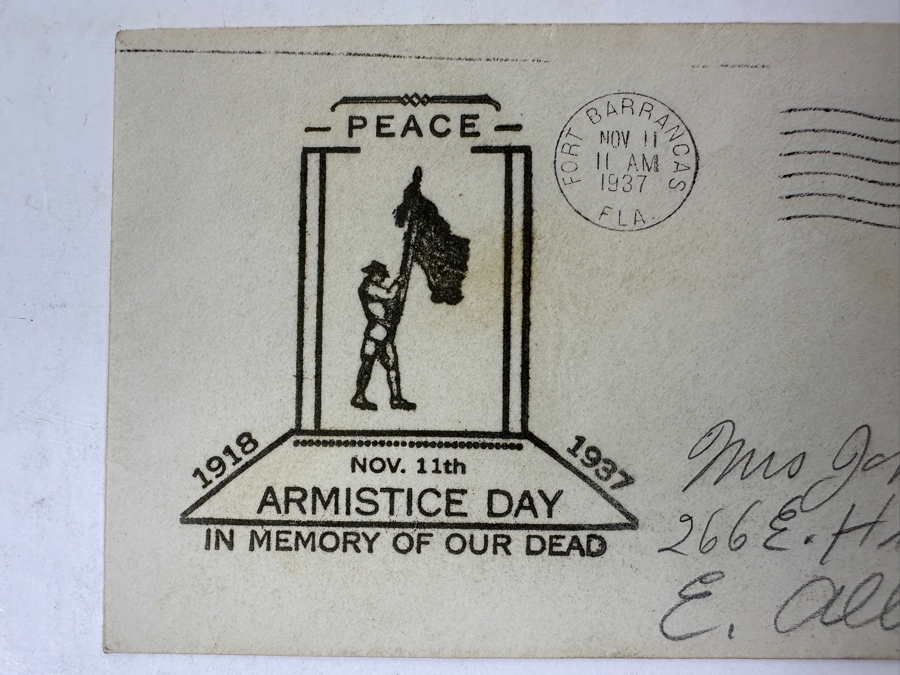 Vintage 1937 First Day Cover Stamp Armistice Day (Later Renamed Veterans Day) Peace Nov. 11th 1918-1937 In Memory Of Our Dead [Photo 2]