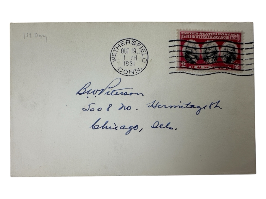 Vintage 1931 First Day Cover Stamp “Yorktown” Issue Commemorative Stamp Released In 1931 To Mark The 150th Anniversary Of The Siege Of Yorktown