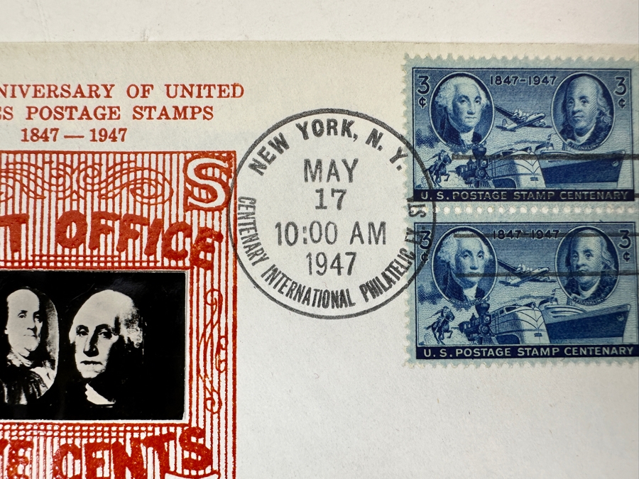 Vintage 1947 First Day Cover Stamps Commemorating The 100th Anniversary Of The First U.S. Postage Stamps 1847-1947 [Photo 3]