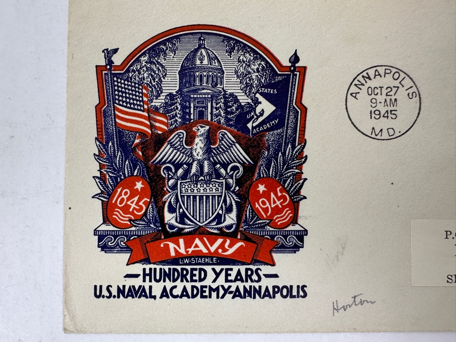 Vintage 1945 First Day Cover Stamp Commemorating The 100th Anniversary Of The U.S. Naval Academy In Annapolis, Maryland 1845-1945 [Photo 3]