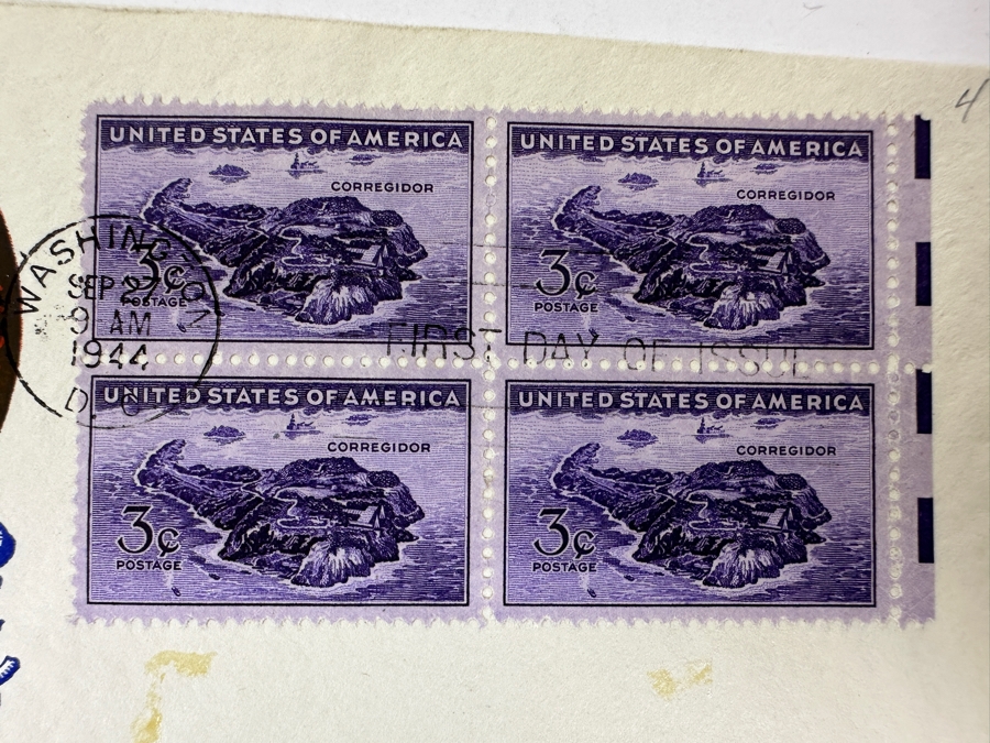 Vintage 1944 First Day Cover Stamps Commemorating General Douglas MacArthur’s Promise To Return To The Philippines “I Will Be Back” Bataan Death March “We Won’t Forget The March Of Death” [Photo 5]