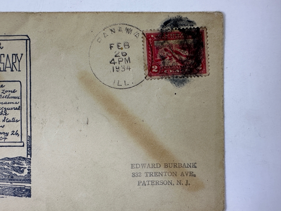 Vintage 1934 First Day Cover Stamp Commemorating 30th Anniversary Of The United States Acquiring The Canal Zone Of The Isthmus Of Panama February 26, 1904 [Photo 4]