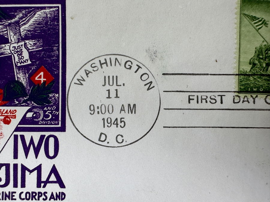 Vintage 1945 First Day Cover Stamp Honoring The U.S. Marine Corps And Their Heroic Fight On Iwo Jima During World War II [Photo 6]