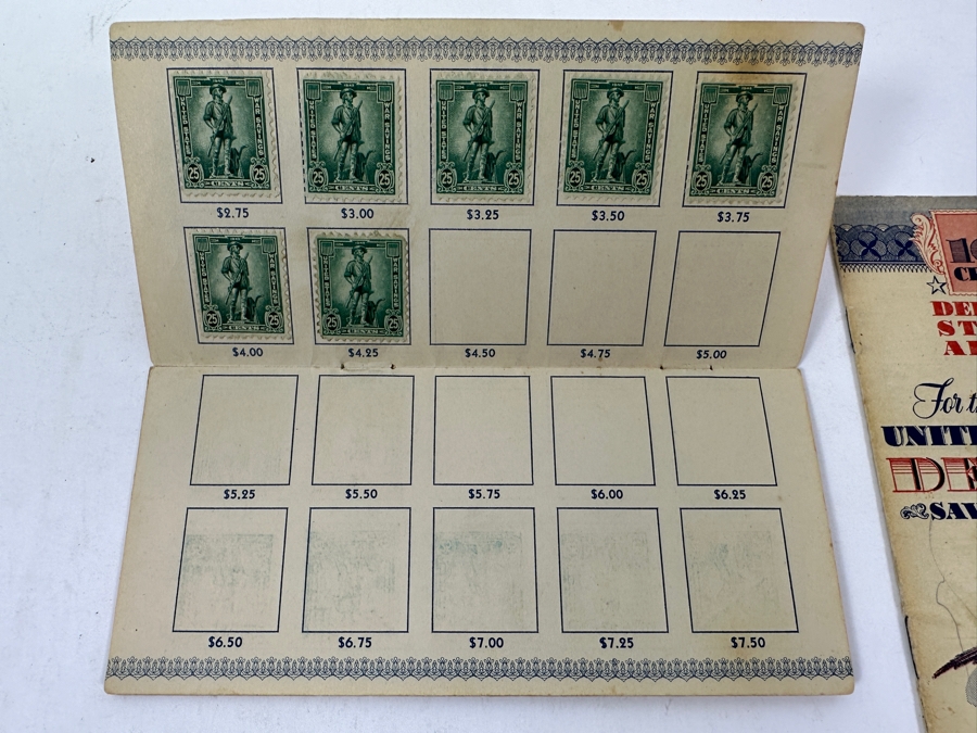 (3) United States War Savings Bond Books: 25 Cent Album, 10 Cent Defense Stamp Album & 25 Cent Album - See Photos [Photo 7]