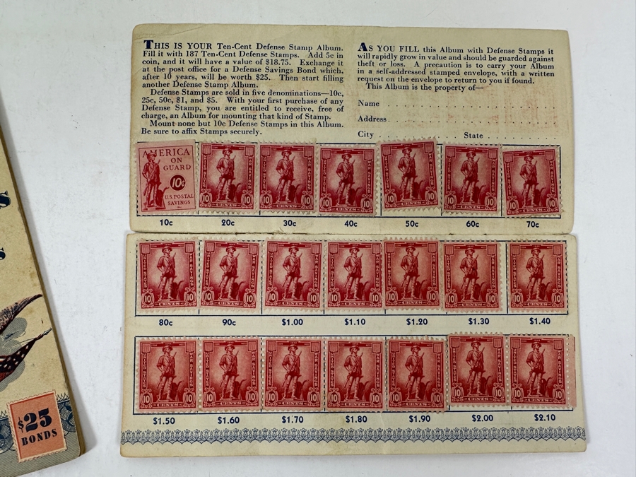 (3) United States War Savings Bond Books: 25 Cent Album, 10 Cent Defense Stamp Album & 25 Cent Album - See Photos [Photo 8]