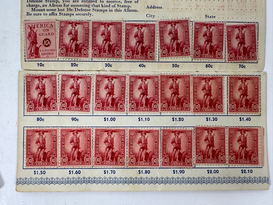 (3) United States War Savings Bond Books: 25 Cent Album, 10 Cent Defense Stamp Album & 25 Cent Album - See Photos [Photo 9]