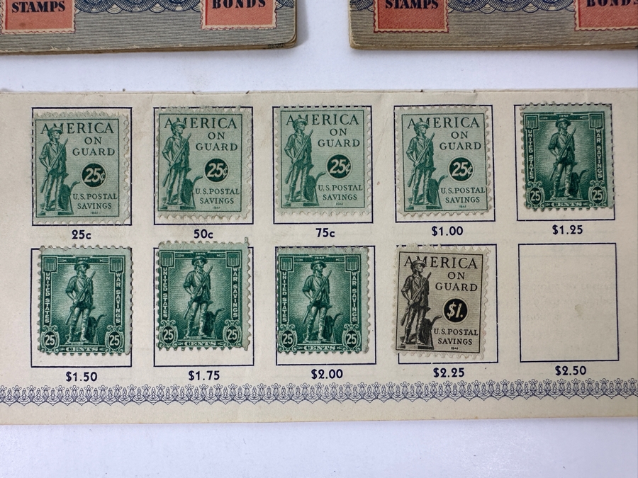 (3) United States War Savings Bond Books: 25 Cent Album, 10 Cent Defense Stamp Album & 25 Cent Album - See Photos [Photo 3]
