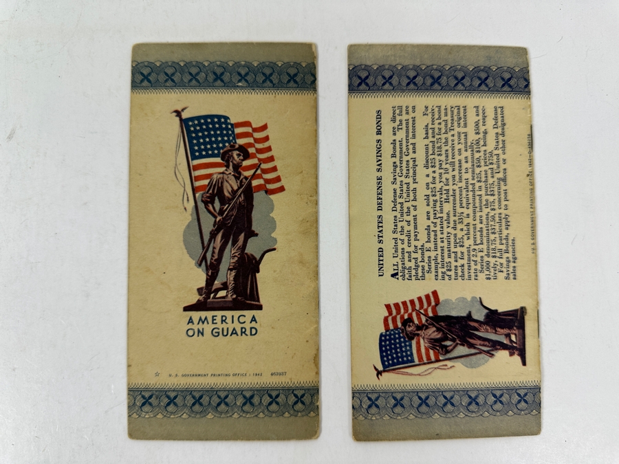 (3) United States War Savings Bond Books: 25 Cent Album, 10 Cent Defense Stamp Album & 25 Cent Album - See Photos [Photo 11]