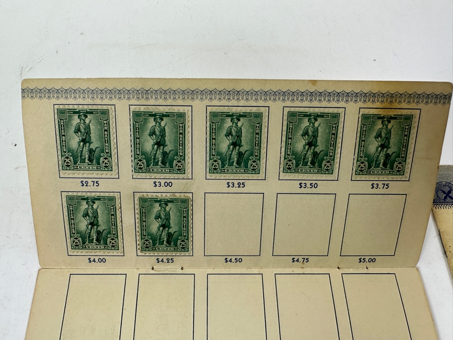 (3) United States War Savings Bond Books: 25 Cent Album, 10 Cent Defense Stamp Album & 25 Cent Album - See Photos [Photo 6]