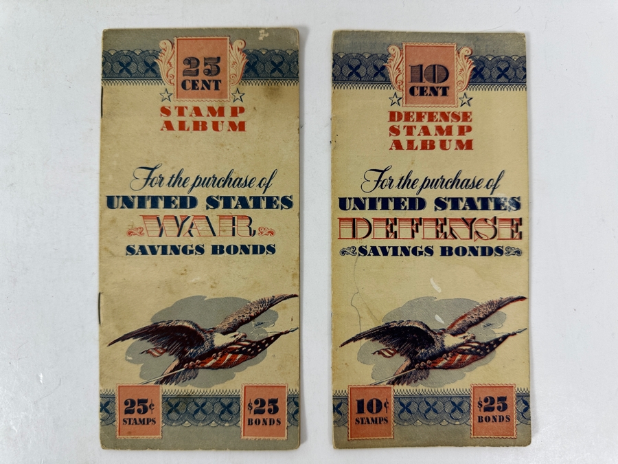 (3) United States War Savings Bond Books: 25 Cent Album, 10 Cent Defense Stamp Album & 25 Cent Album - See Photos [Photo 2]