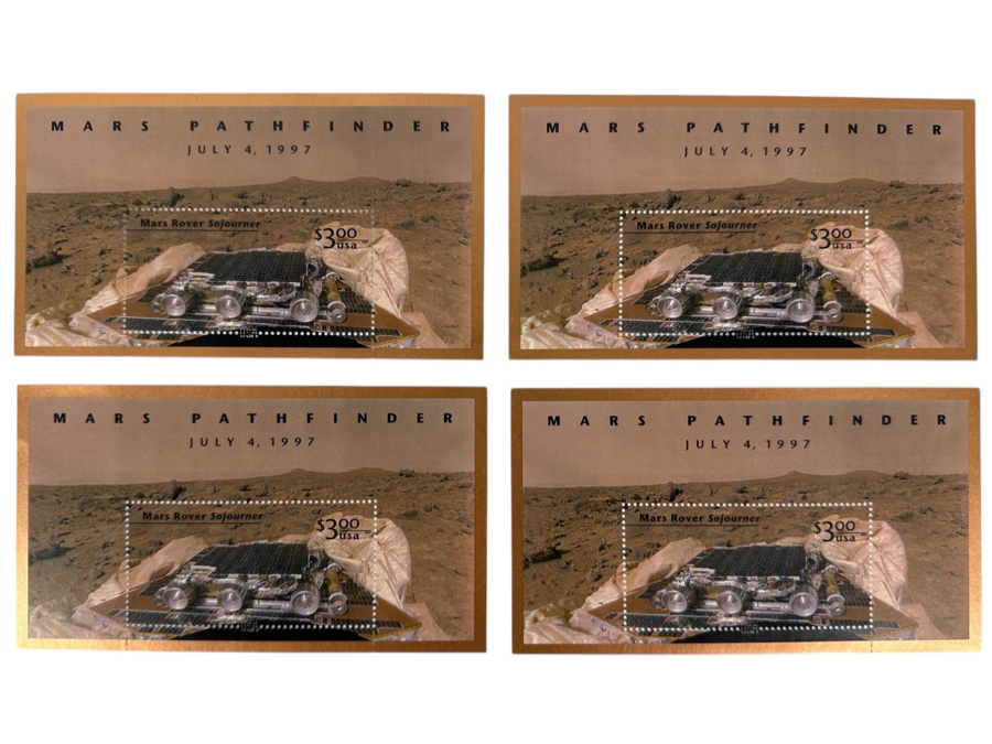 (4) US Mint Postage Stamps Mars Pathfinder July 4, 1997 $3 Stamps