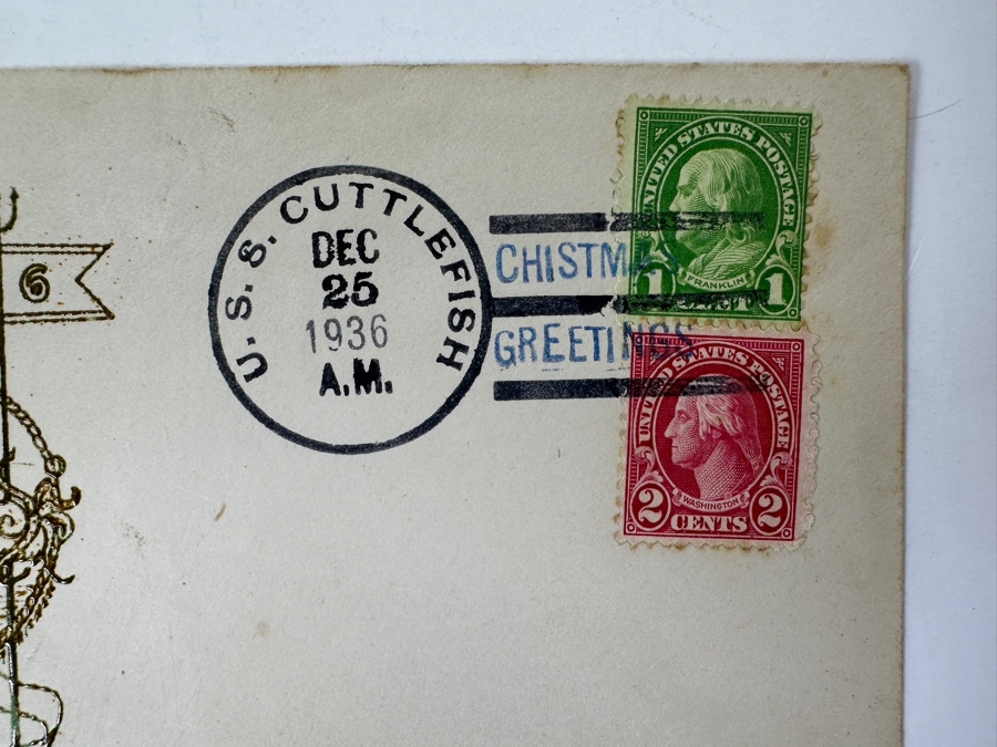 Vintage 1936 First Day Cover Stamps Commemorating The USS Nautilus And USS Cuttlefish Submarines US Navy [Photo 4]