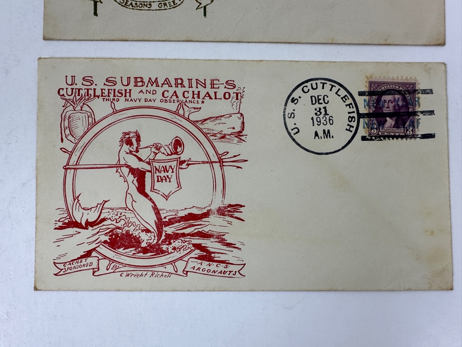 Vintage 1936 First Day Cover Stamps Commemorating The USS Nautilus And USS Cuttlefish Submarines US Navy [Photo 5]