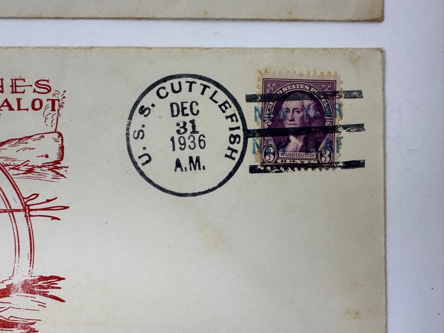Vintage 1936 First Day Cover Stamps Commemorating The USS Nautilus And USS Cuttlefish Submarines US Navy [Photo 7]
