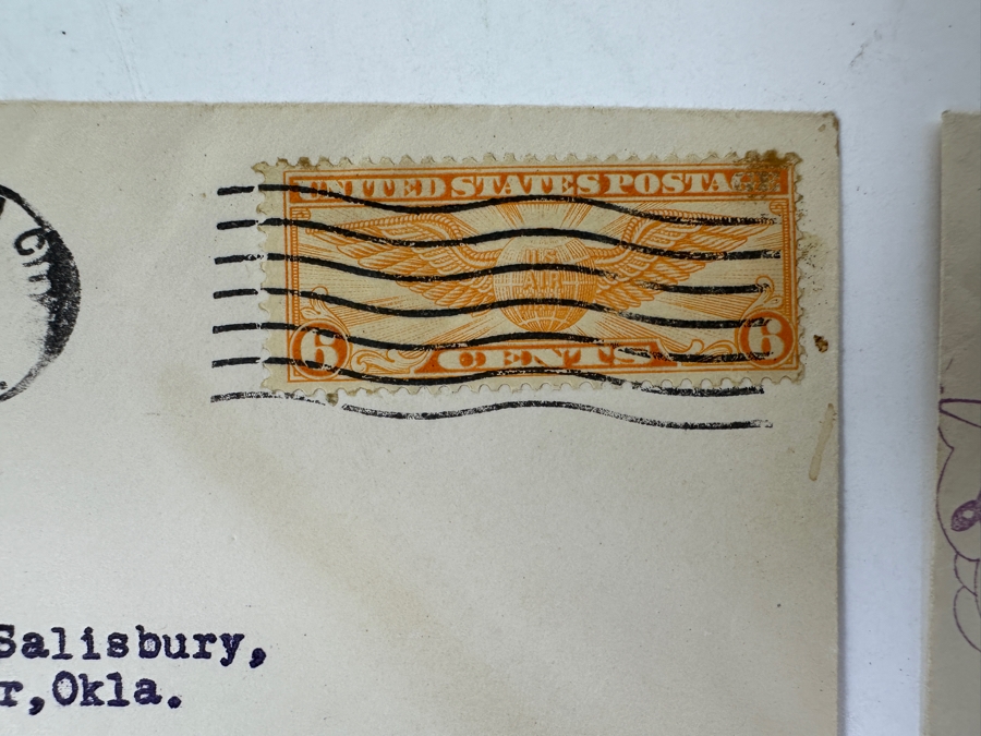 (4) Vintage 1938 First Day Cover Stamps Commemorating The Oklahoma City, OK Air Mail Demonstration Flight March 12, 1938 [Photo 4]