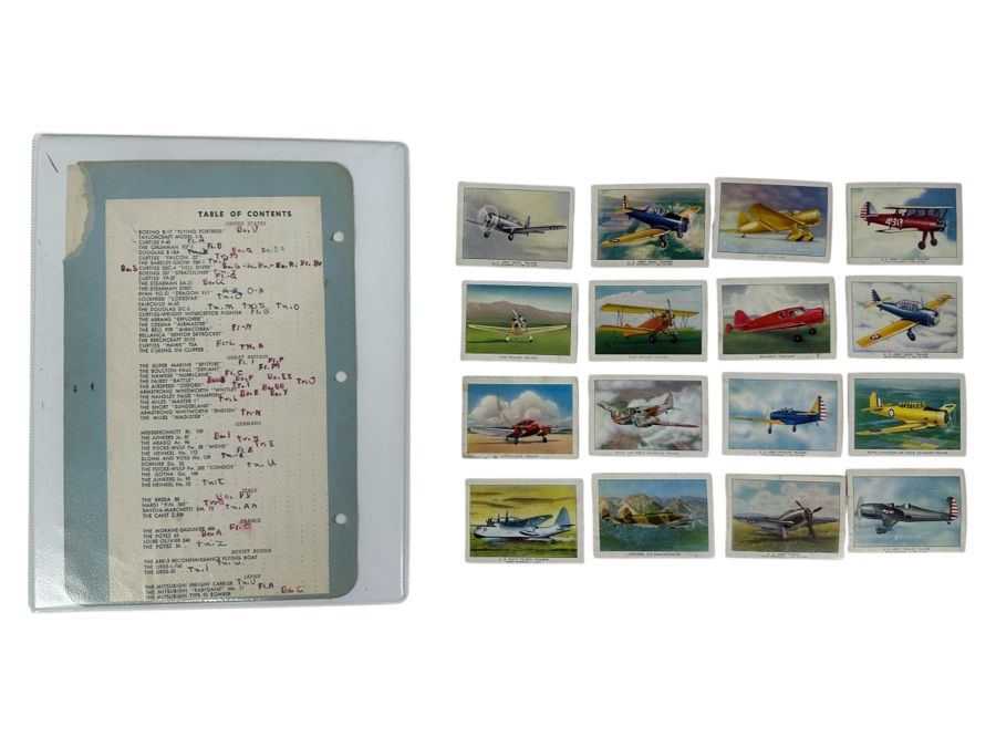 Collection Of WINGS Cigarettes Tobacco Cards Airplane Trading Cards With Book Detailing Various Planes - See Photos