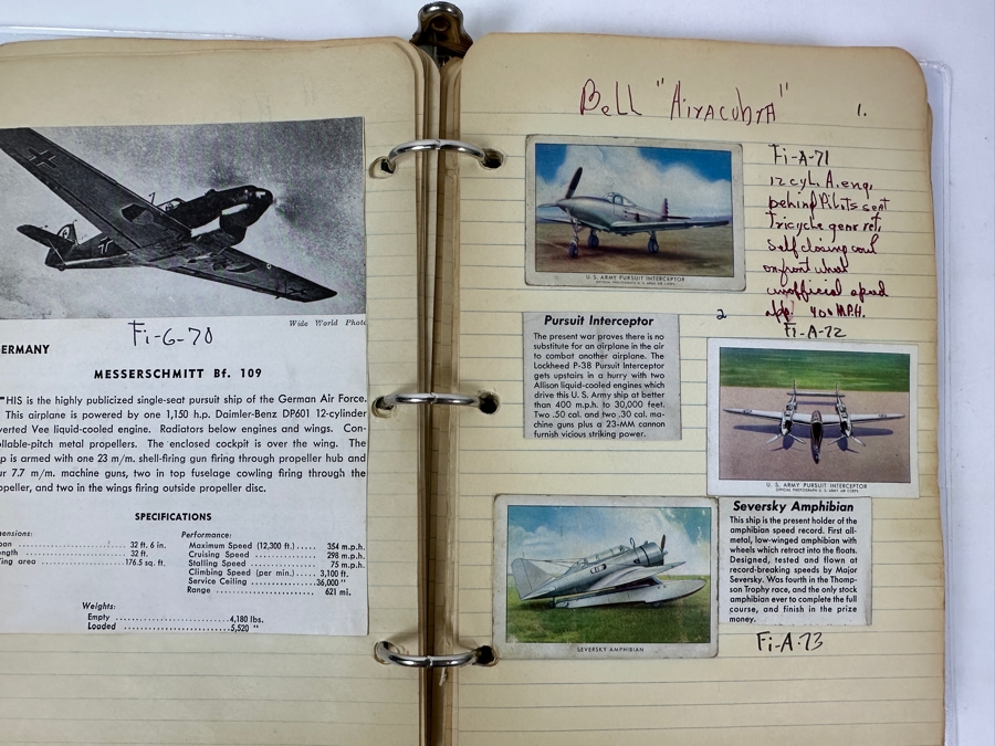 Collection Of WINGS Cigarettes Tobacco Cards Airplane Trading Cards With Book Detailing Various Planes - See Photos [Photo 18]