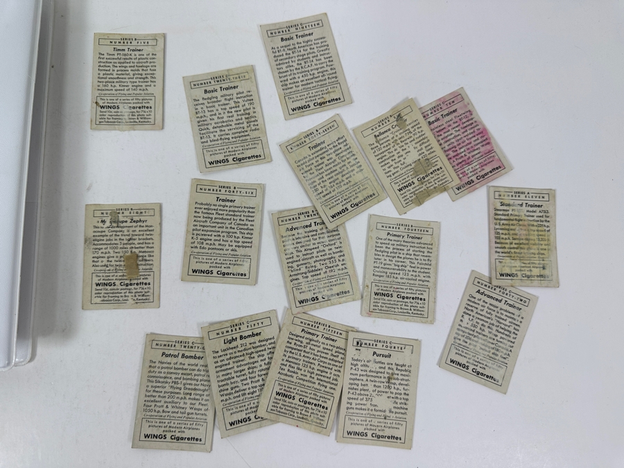 Collection Of WINGS Cigarettes Tobacco Cards Airplane Trading Cards With Book Detailing Various Planes - See Photos [Photo 8]